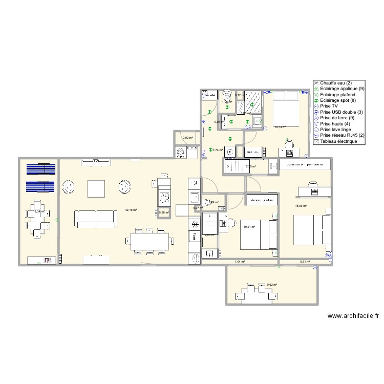 Santa Clara 2 face mer version famille WC. Plan de 0 pièce et 0 m2