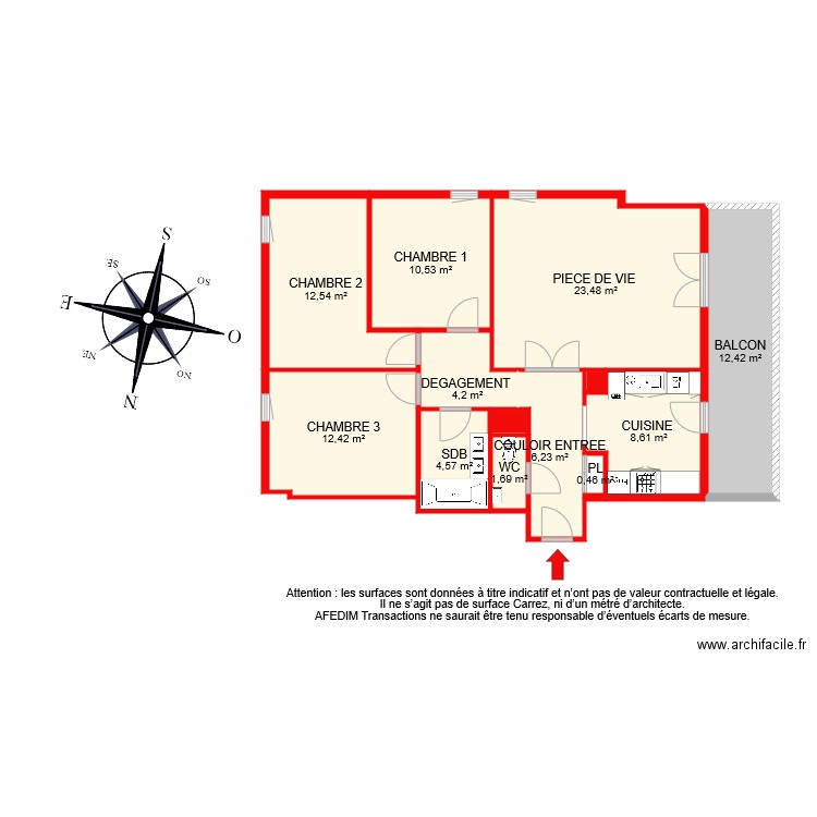 BI 7418. Plan de 13 pièces et 98 m2