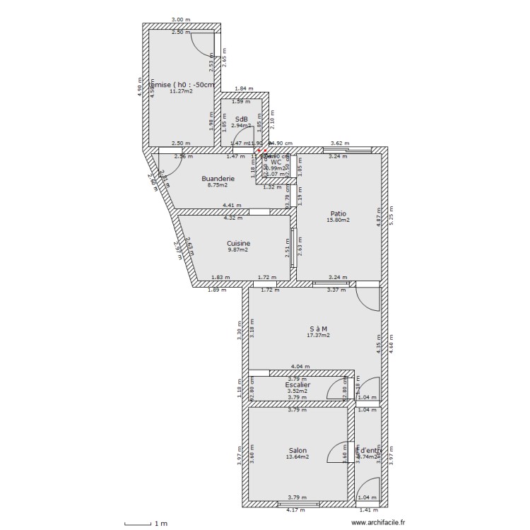 rdc ancien. Plan de 0 pièce et 0 m2