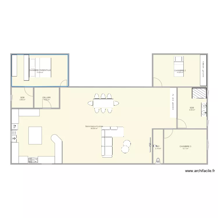 Essai plan maison 1 en U aménagée. Plan de Essai plan maison 1 en U aménagée. Plan de