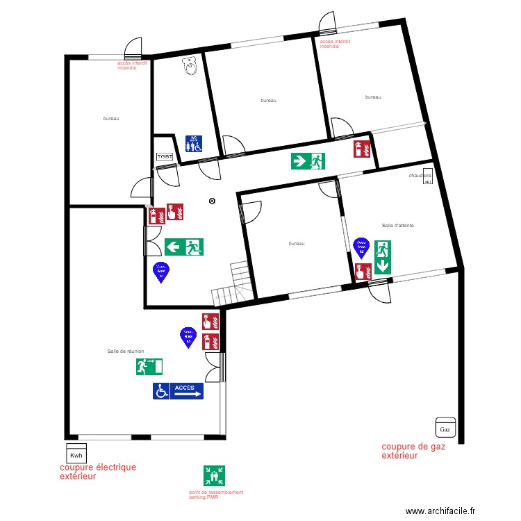 MAISON DE SOLIDARITES  RDC. Plan de 7 pièces et 236 m2