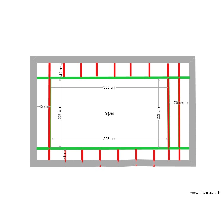 spa goll. Plan de 1 pièce et 9 m2