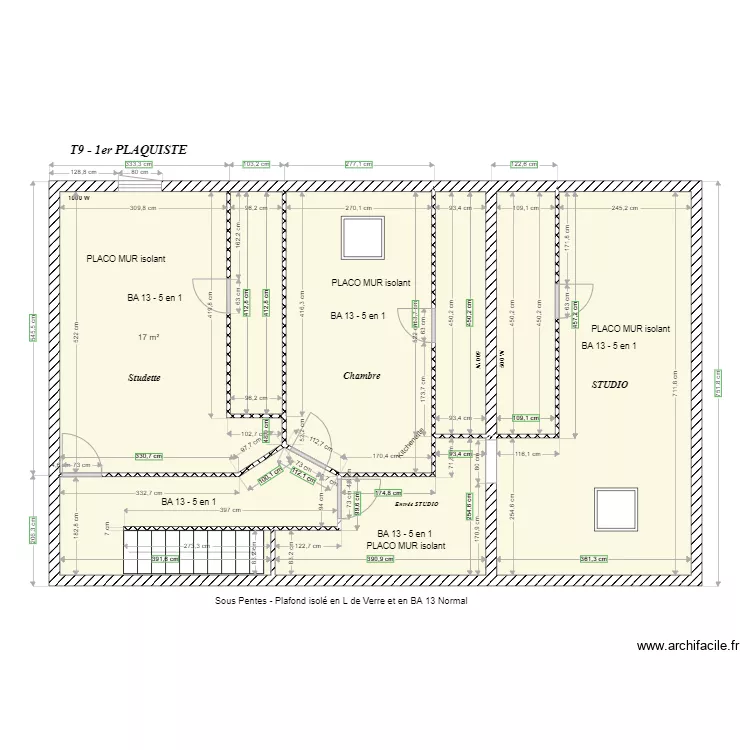 T9 1er - Cotation des Murs. Plan de 