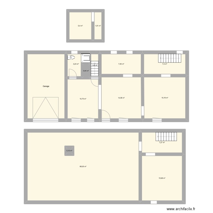 Maison Maman. Plan de 15 pièces et 179 m2