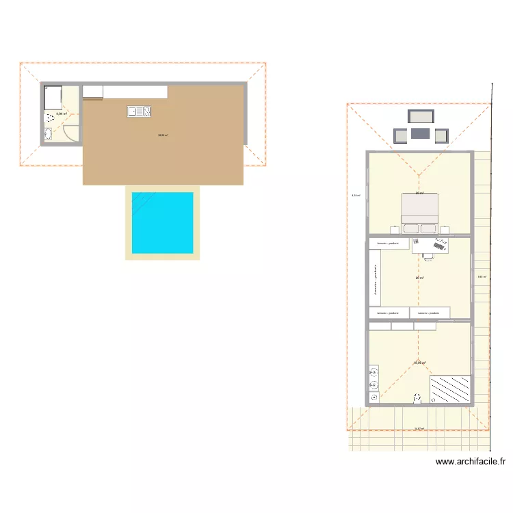 Paris. Plan de 4 Pièces et 65 m²
