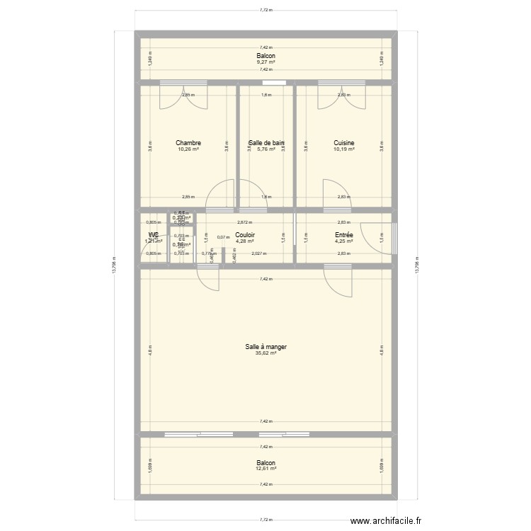 111. Plan de 11 pièces et 94 m2