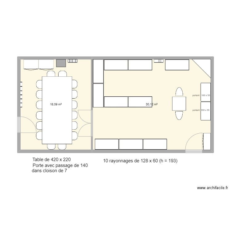 Saint Vincent de Paul (2). Plan de 2 pièces et 48 m2