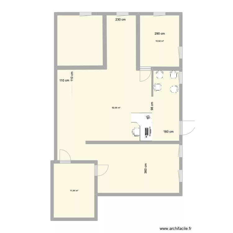 Cab Mel modif mur + porte. Plan de 