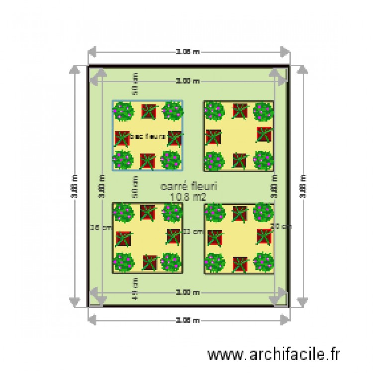 carré fleuri. Plan de 0 pièce et 0 m2
