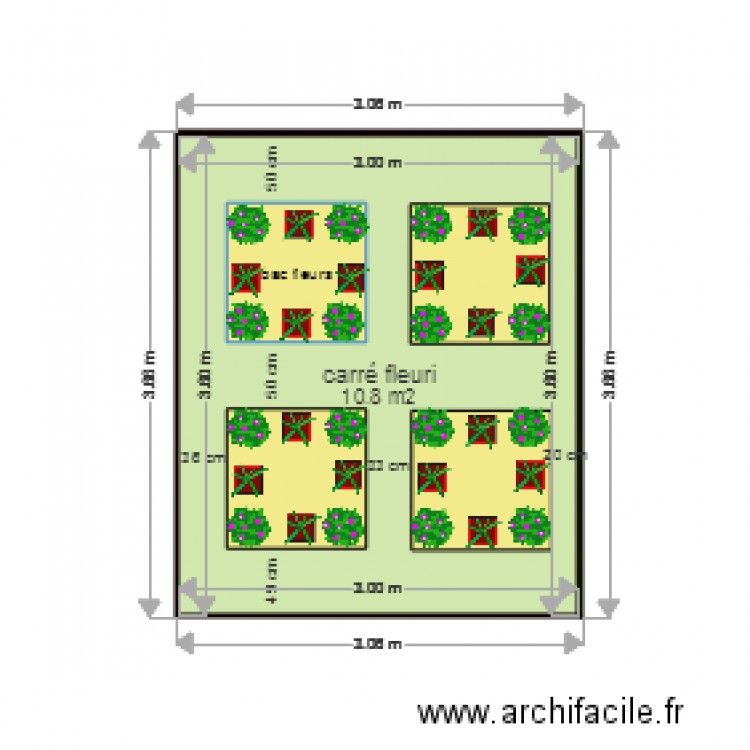 carré fleuri. Plan de 0 pièce et 0 m2