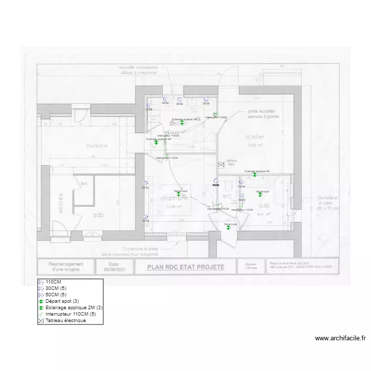 IMPLANTATION GAINES CLAIRE. Plan de 