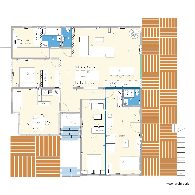 plan hésingue 3 chambres avec cheminée . Plan de 0 pièce et 0 m2