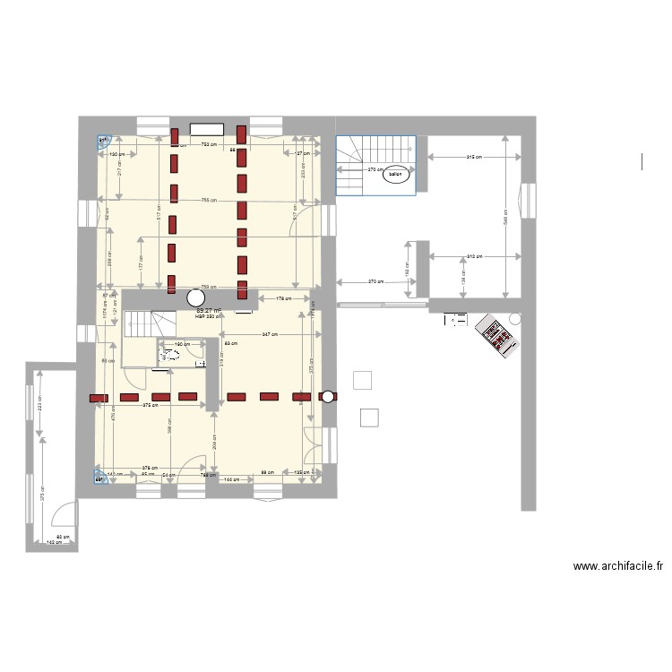 rdc modifié vue ensemble. Plan de 0 pièce et 0 m2