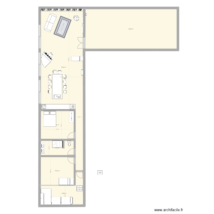 mezzanine blue 3. Plan de 6 pièces et 187 m2