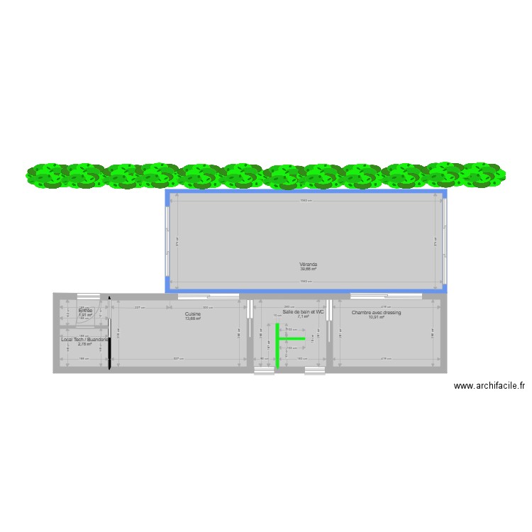 bel oeil véranda 40 NU avec surfaces et dimensions . Plan de 0 pièce et 0 m2