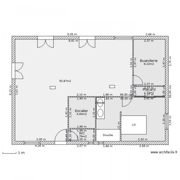 VERDYS SDB ouverte meme place. Plan de 0 pièce et 0 m2