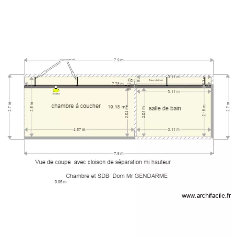 COUPE CH  SDB . Plan de 