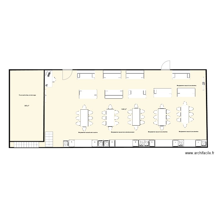 1er étage chaloupe en cuisine et salle de repos. Plan de 0 pièce et 0 m2