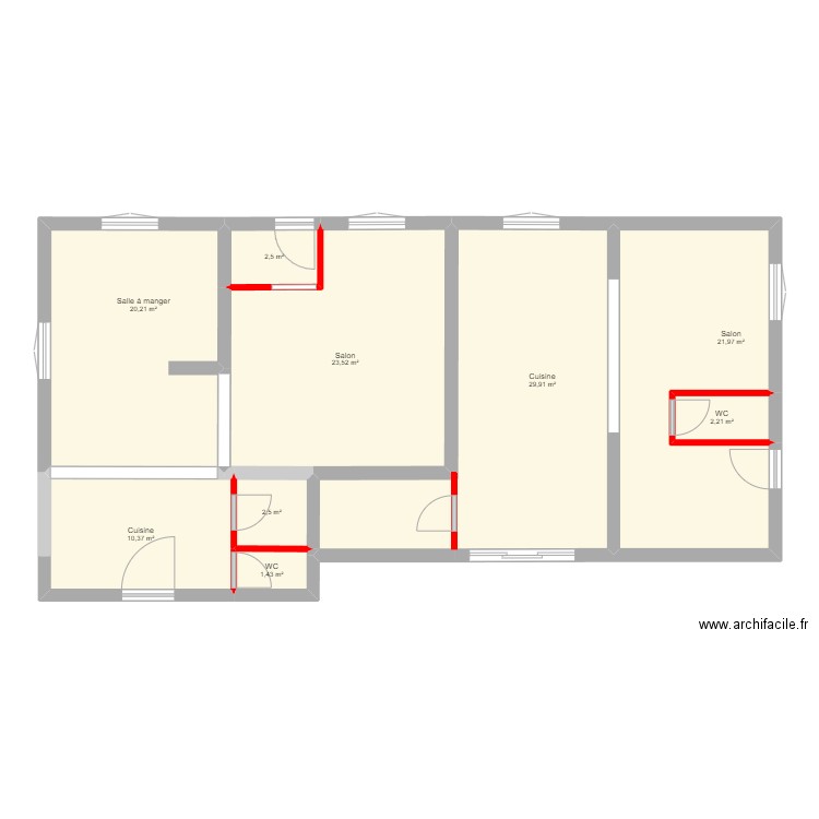 Castelnau rdc. Plan de 9 pièces et 115 m2