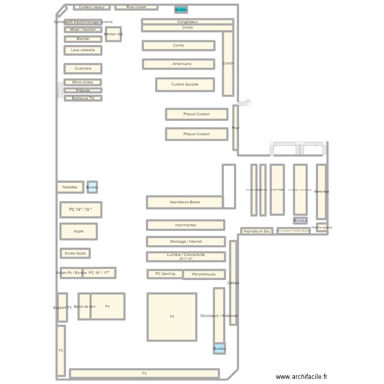 Boulanger. Plan de 52 pièces et 964 m2