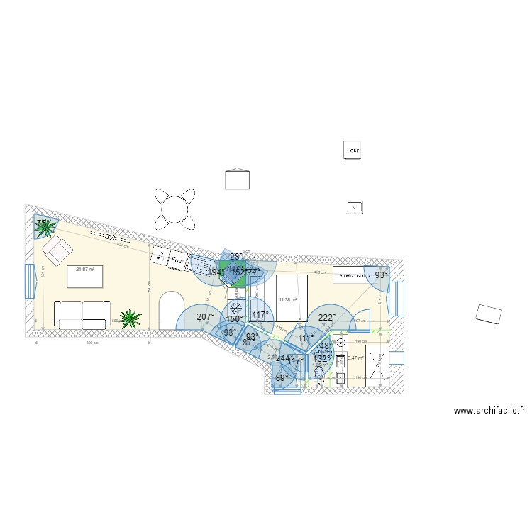 DAlembert Chambre et SDB v07Save. Plan de 6 pièces et 40 m2