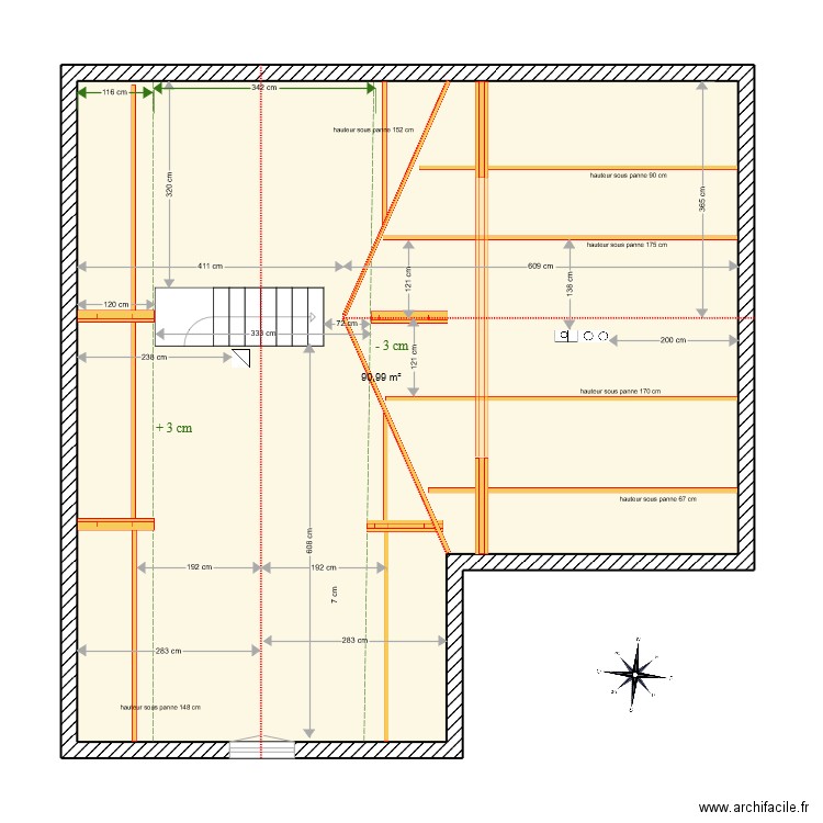 Grenier existant. Plan de 0 pièce et 0 m2
