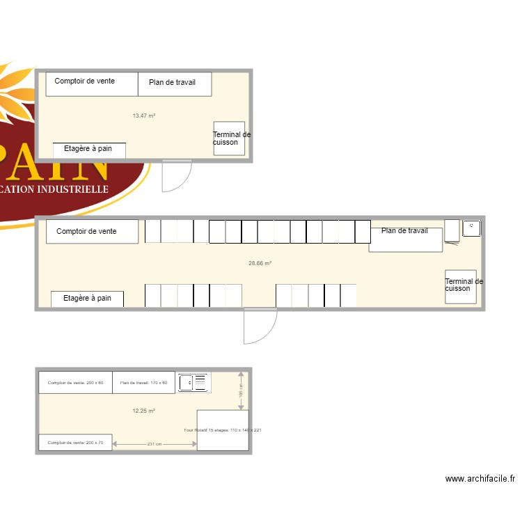 Boulangerie container. Plan de 0 pièce et 0 m2