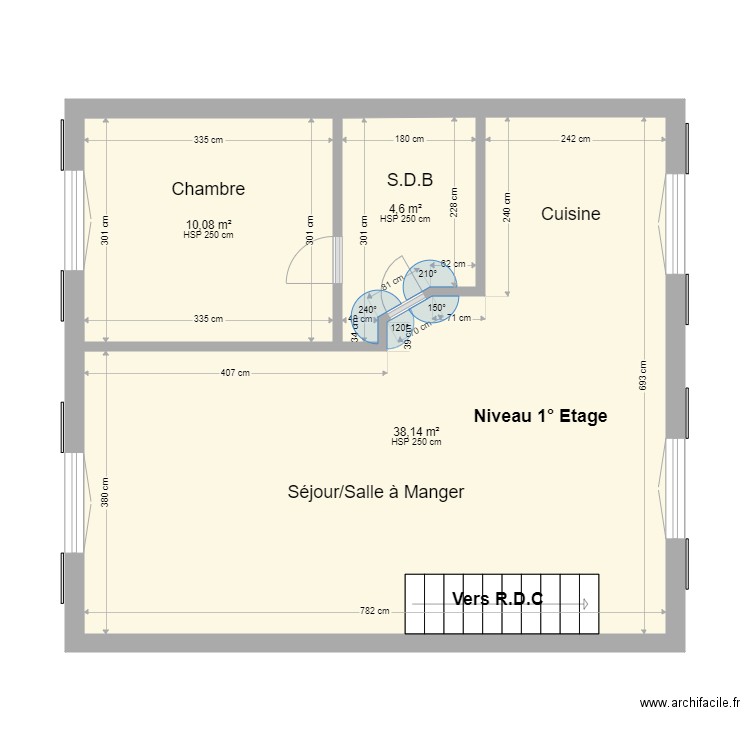 chouvigny 1. Plan de 3 pièces et 53 m2