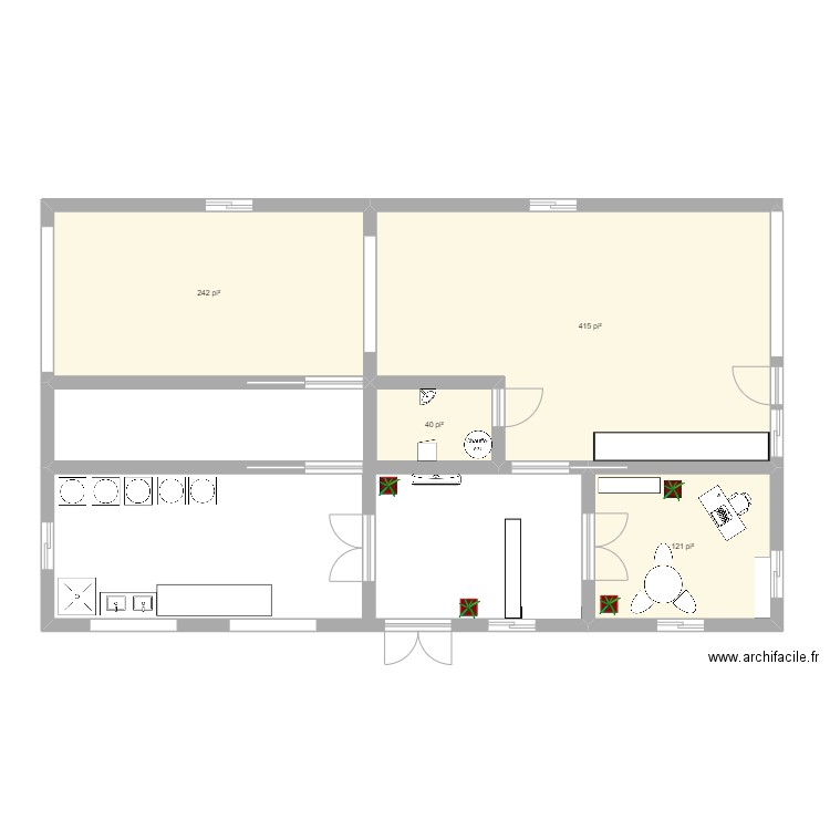 miellerie 2000p2. Plan de 4 pièces et 76 m2