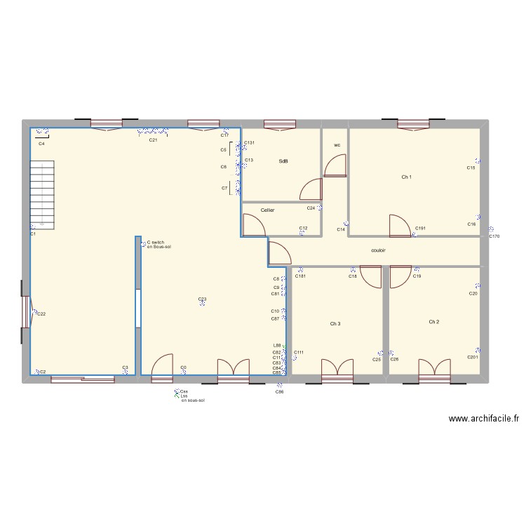 RDC  Prises courant. Plan de 0 pièce et 0 m2