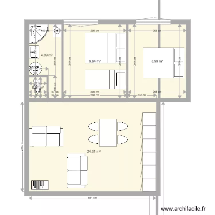 avec meuble. Plan de 
