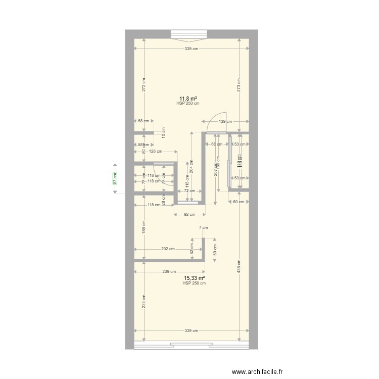 appart cap . Plan de 4 pièces et 29 m2