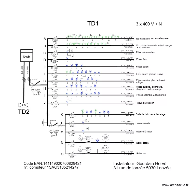 TABLEAU  TD 1  MAISON. Plan de 