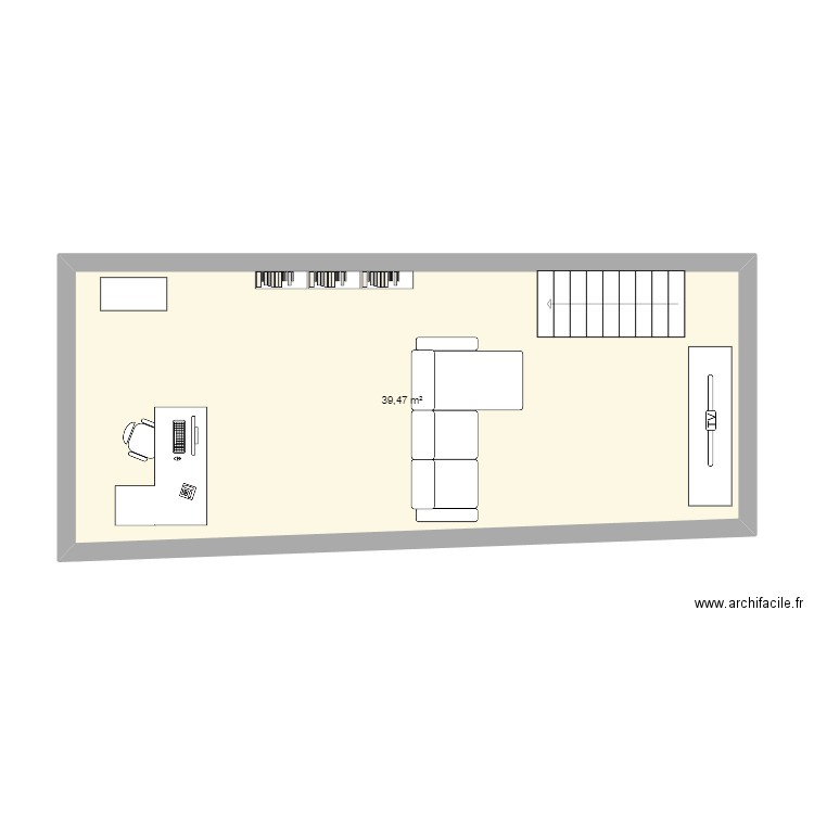 grenier 115. Plan de 1 pièce et 39 m2