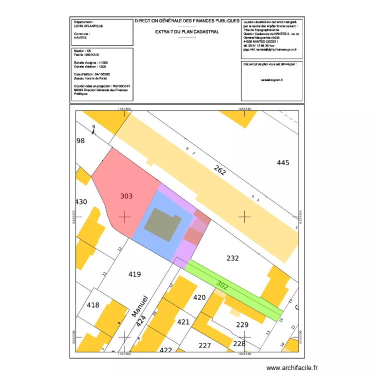 Grand Verger découpe 1 / 2. Plan de Grand Verger découpe 1 / 2. Plan de