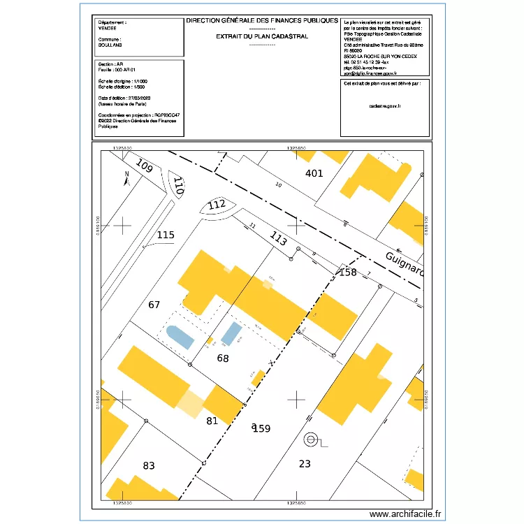 PLAN DE MASSE TESSIER SOULLANS. Plan de 