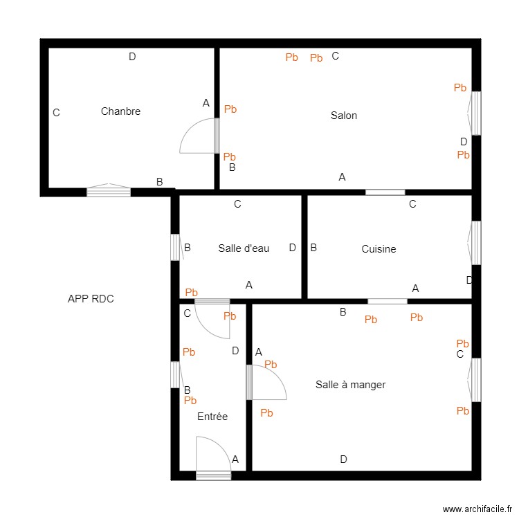 croquis app rdch BOUR. Plan de 0 pièce et 0 m2