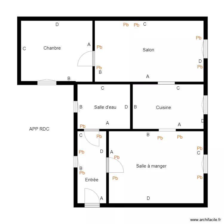croquis app rdch BOUR. Plan de 