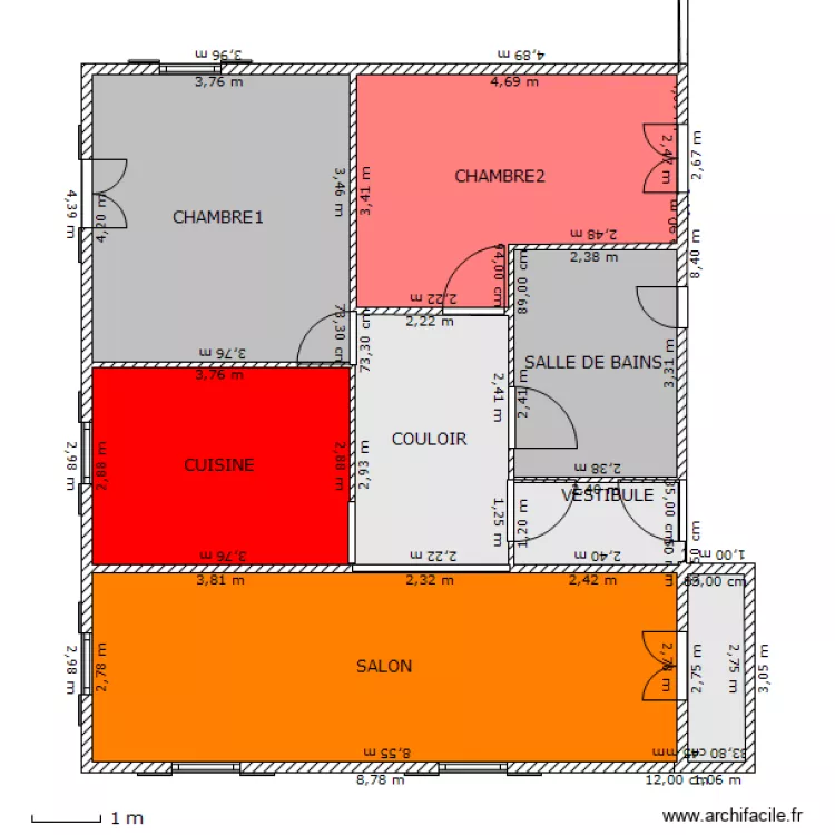 RIMBACH MAISON mesure mur  M2. Plan de 