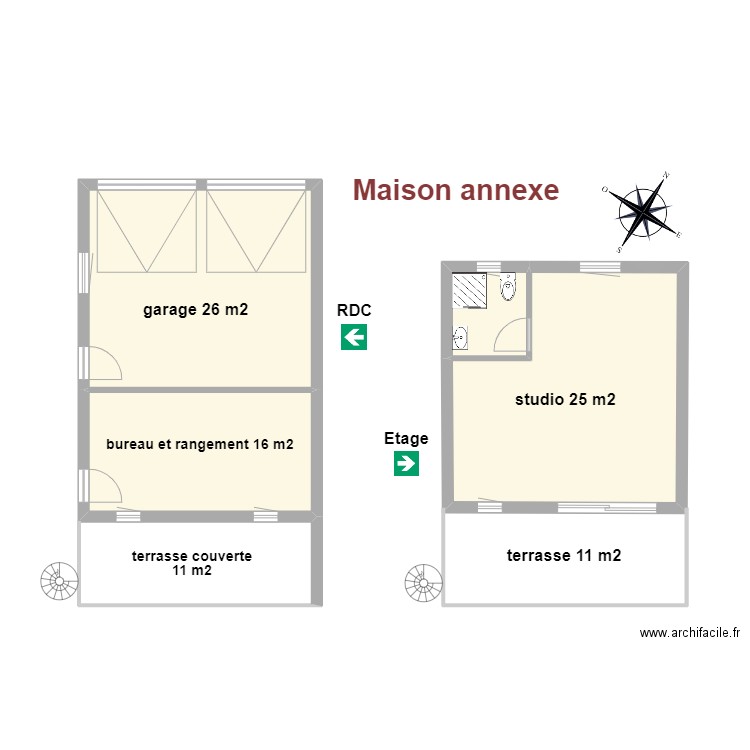 Maison annexe Banfield. Plan de 4 pièces et 72 m2