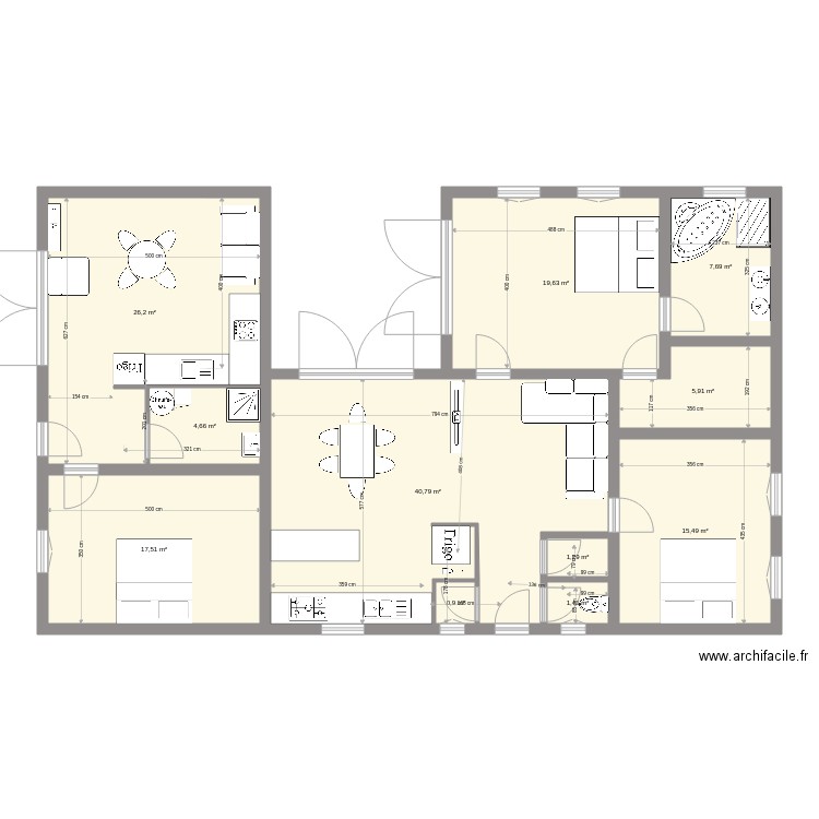 maison double modifiée. Plan de 0 pièce et 0 m2