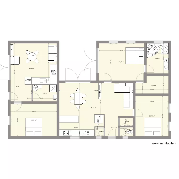 maison double modifi&eacute;e. Plan de 