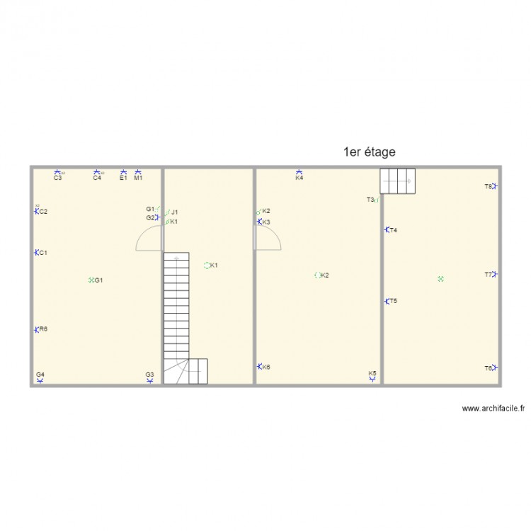 Loom - maison - 1er etage. Plan de 3 pièces et 101 m2