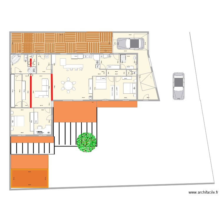 Meschers PLAN avec murs porteurs intérieurs. Plan de 17 pièces et 241 m2