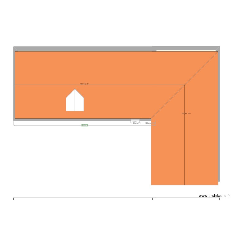 GAVOIS. Plan de 2 pièces et 75 m2