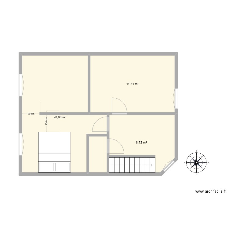 Etg_V5.3. Plan de 3 pièces et 41 m2