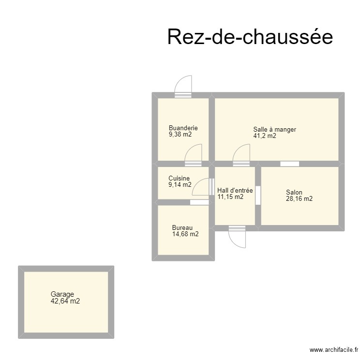 Rez-de-chaussée Félix Lacourt 159. Plan de 7 pièces et 61 m2