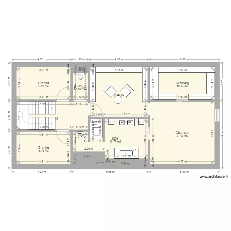 Maison grenier 19. Plan de 
