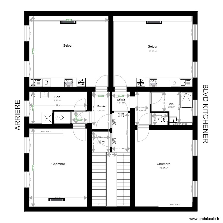 PLAN APT 3 4 et 5. Plan de 15 pièces et 149 m2