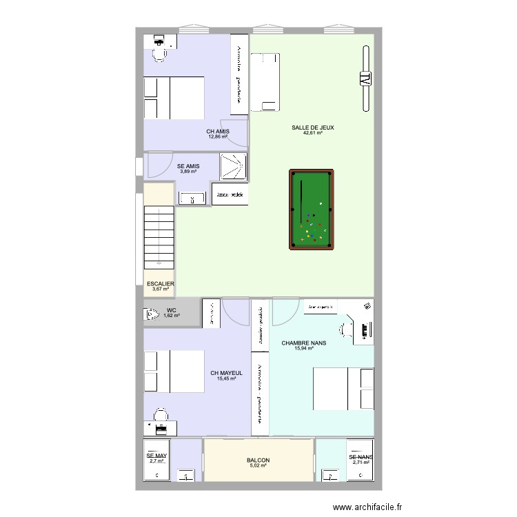 CARNOT R2 AG. Plan de 10 pièces et 106 m2